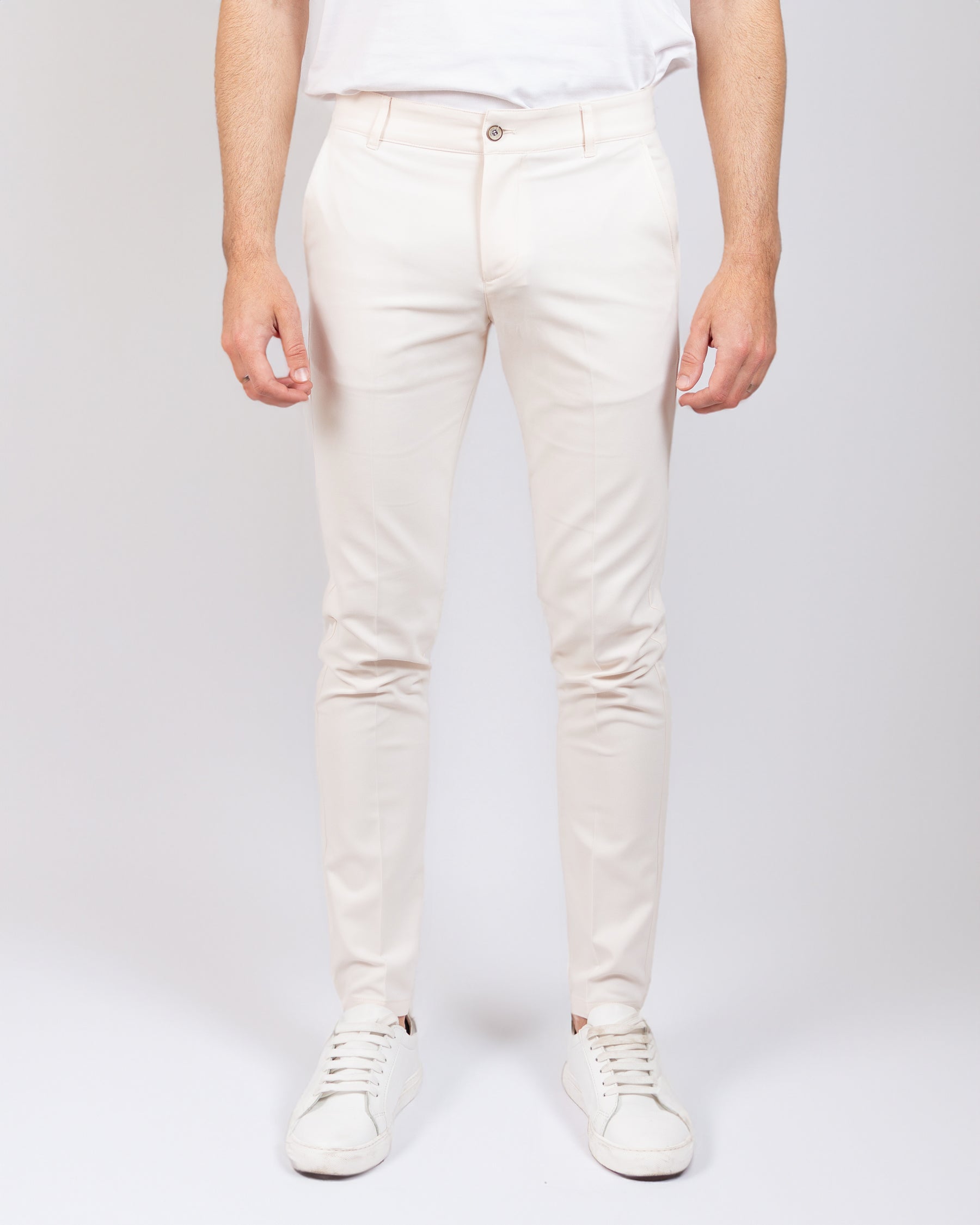 Milano - Pantalone Sartoriale Slim Fit Elasticizzato Panna