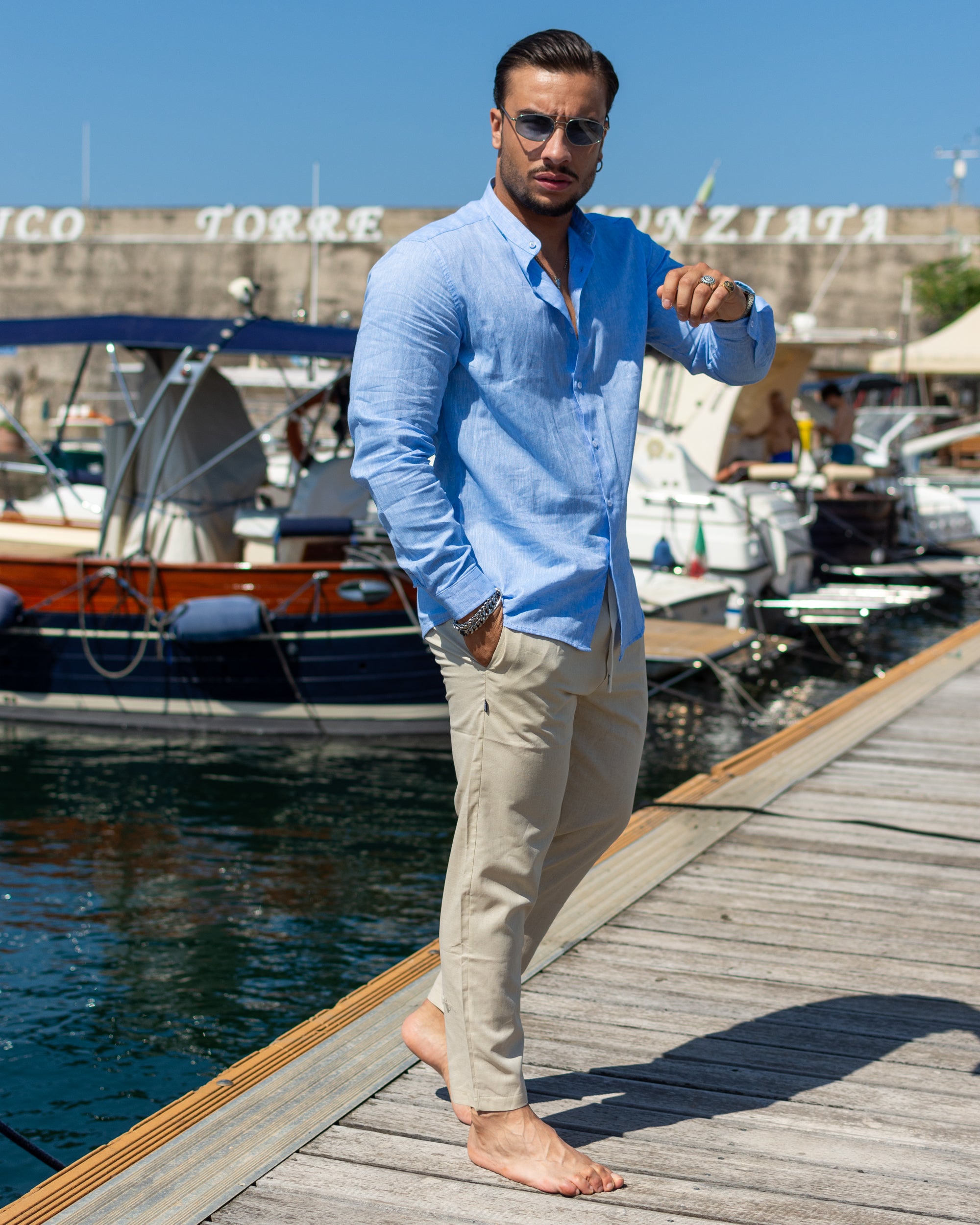 Pantaloncini Camicia Di Lino Uomo Outfit Bermuda Camicia Di Lino