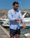 Capri - Camicia in lino a righe Azzurre