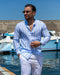 Capri - Camicia in lino a righe Azzurre