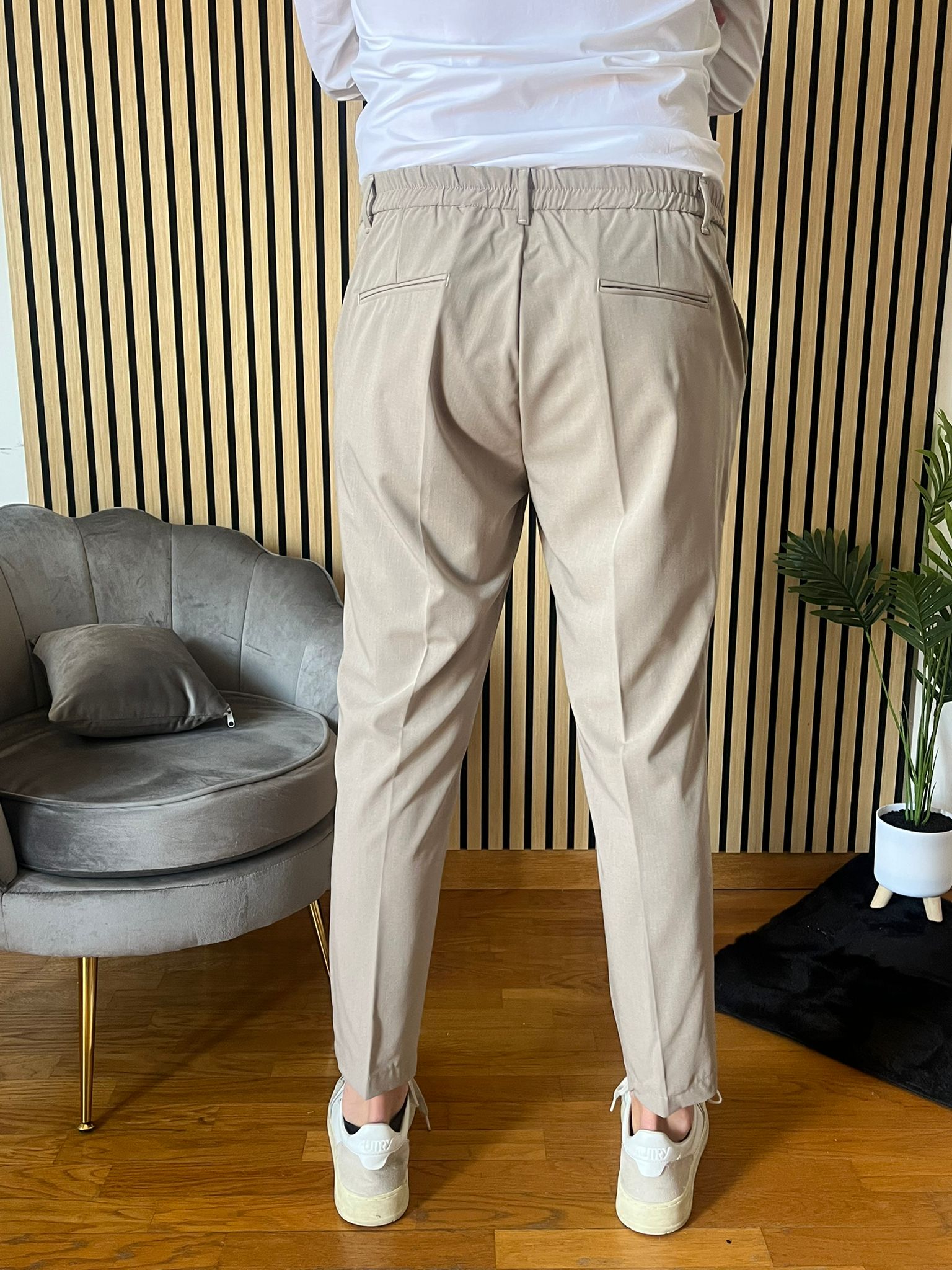 Firenze - Pantalone Sartoriale con vita elastica Fango