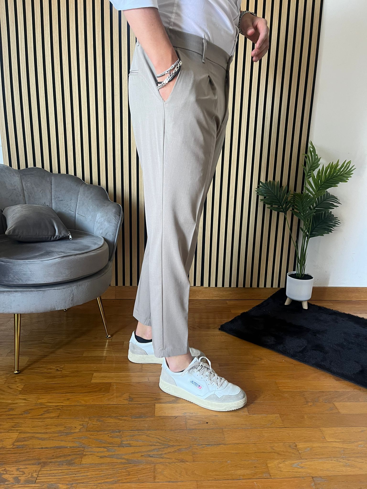 Firenze - Pantalone Sartoriale con vita elastica Fango
