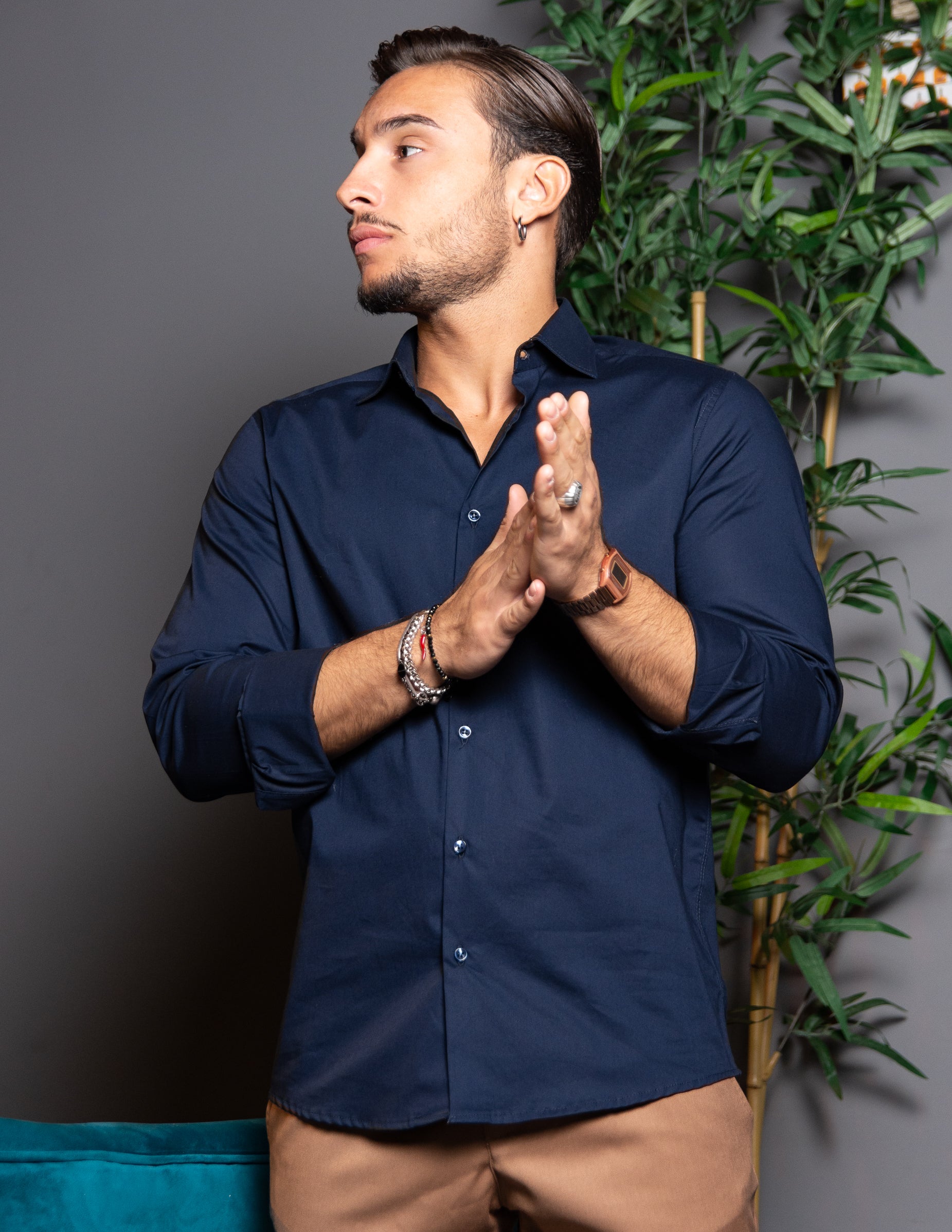 Frida - Camicia Sartoriale in Cotone Blu