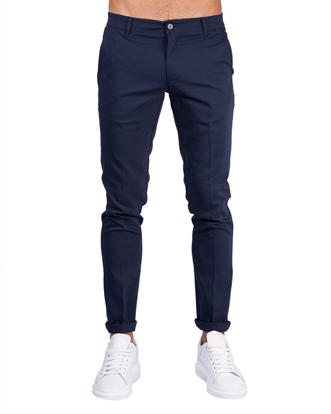 Milano - Pantalone Sartoriale Slim Fit Elasticizzato Blu