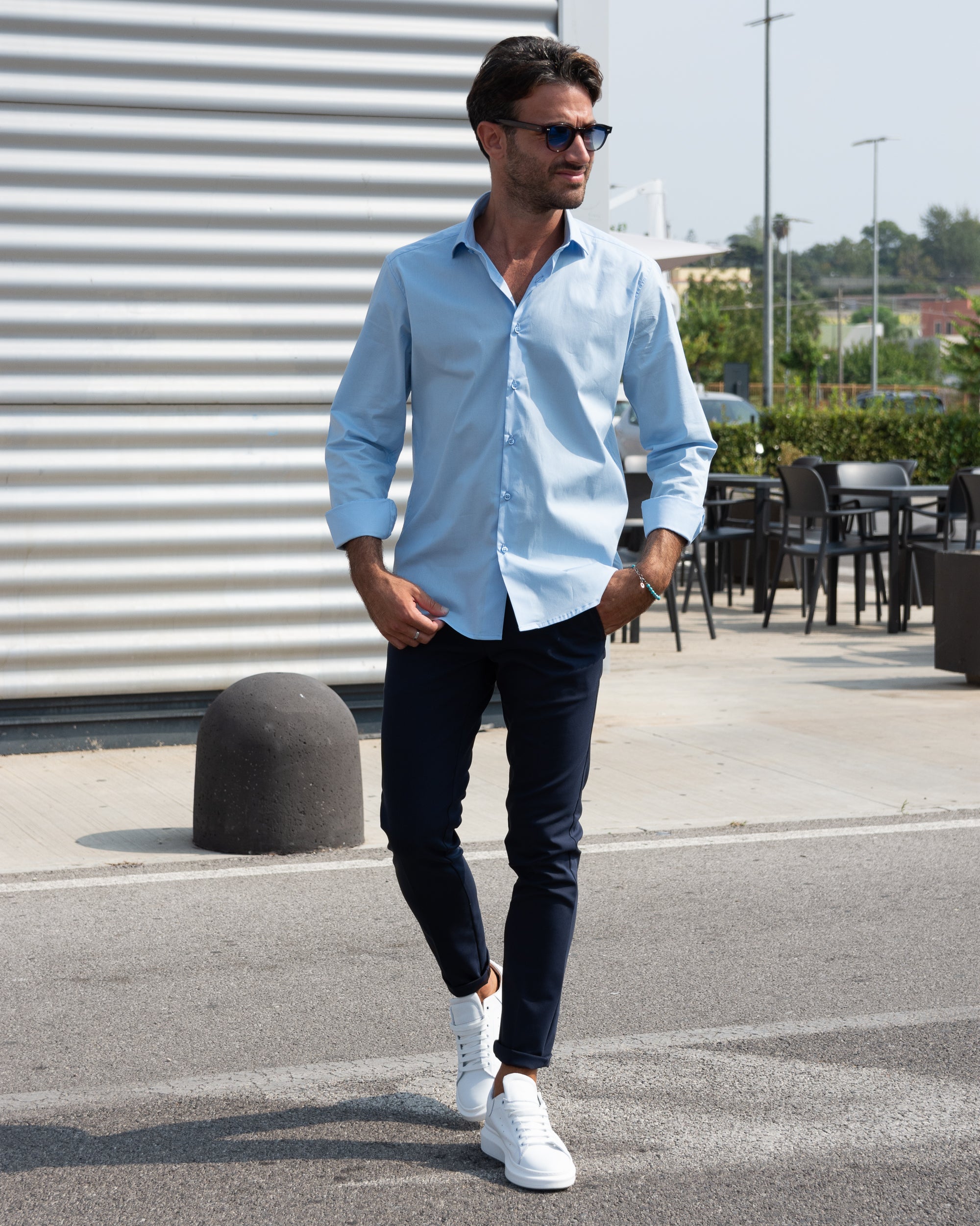 Milano - Pantalone Sartoriale Slim Fit Elasticizzato Blu