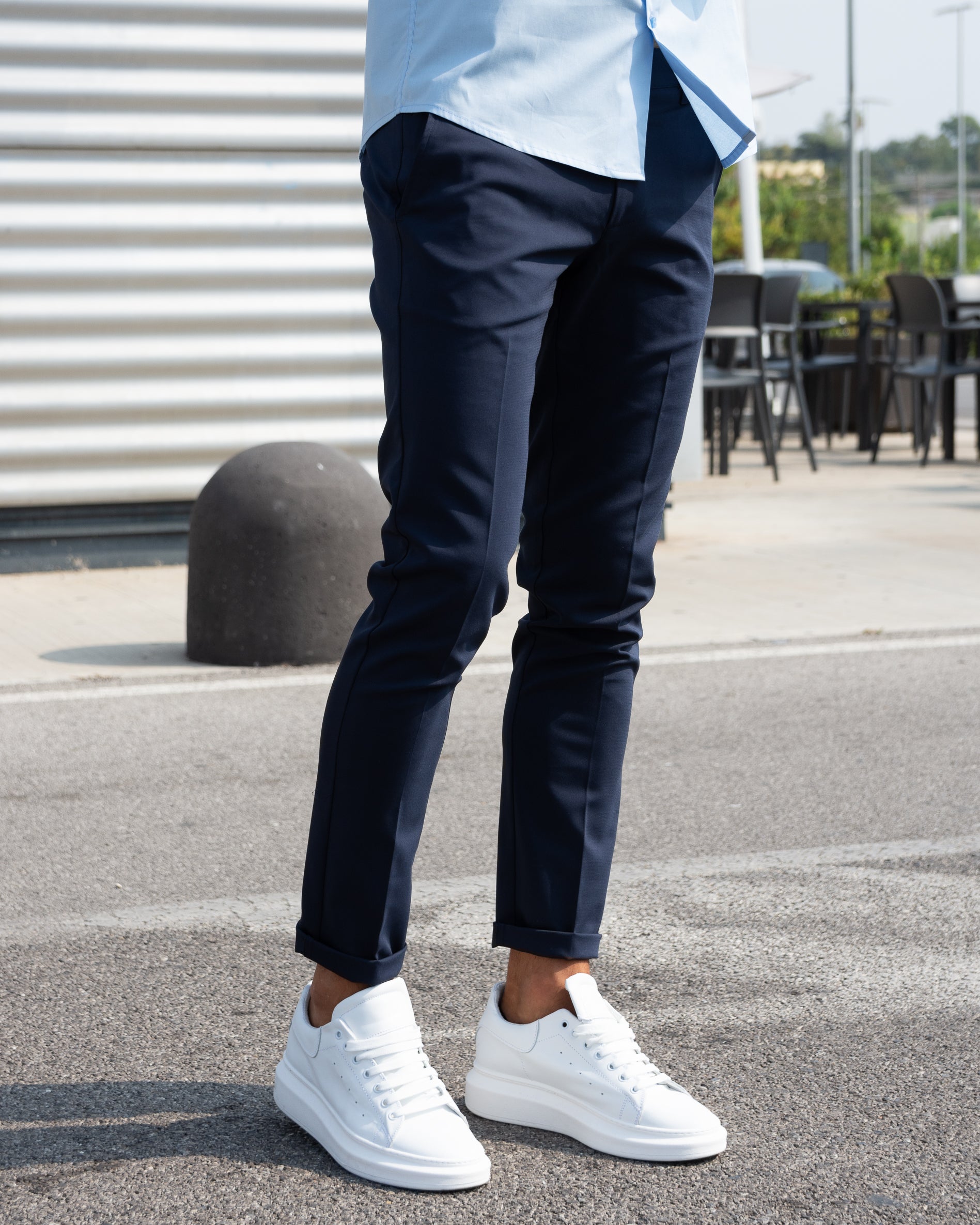 Milano - Pantalone Sartoriale Slim Fit Elasticizzato Blu