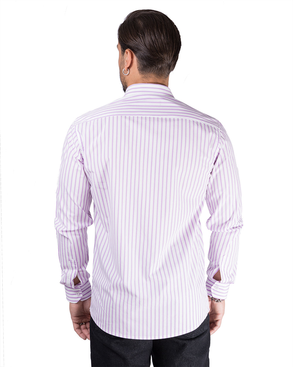 Atena - Camicia sartoriale in Cotone a righe Glicine