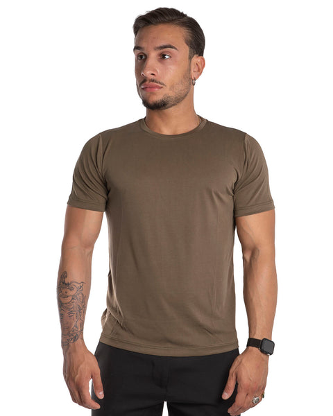 Lisbona - T-Shirt Effetto Seta Verde Militare