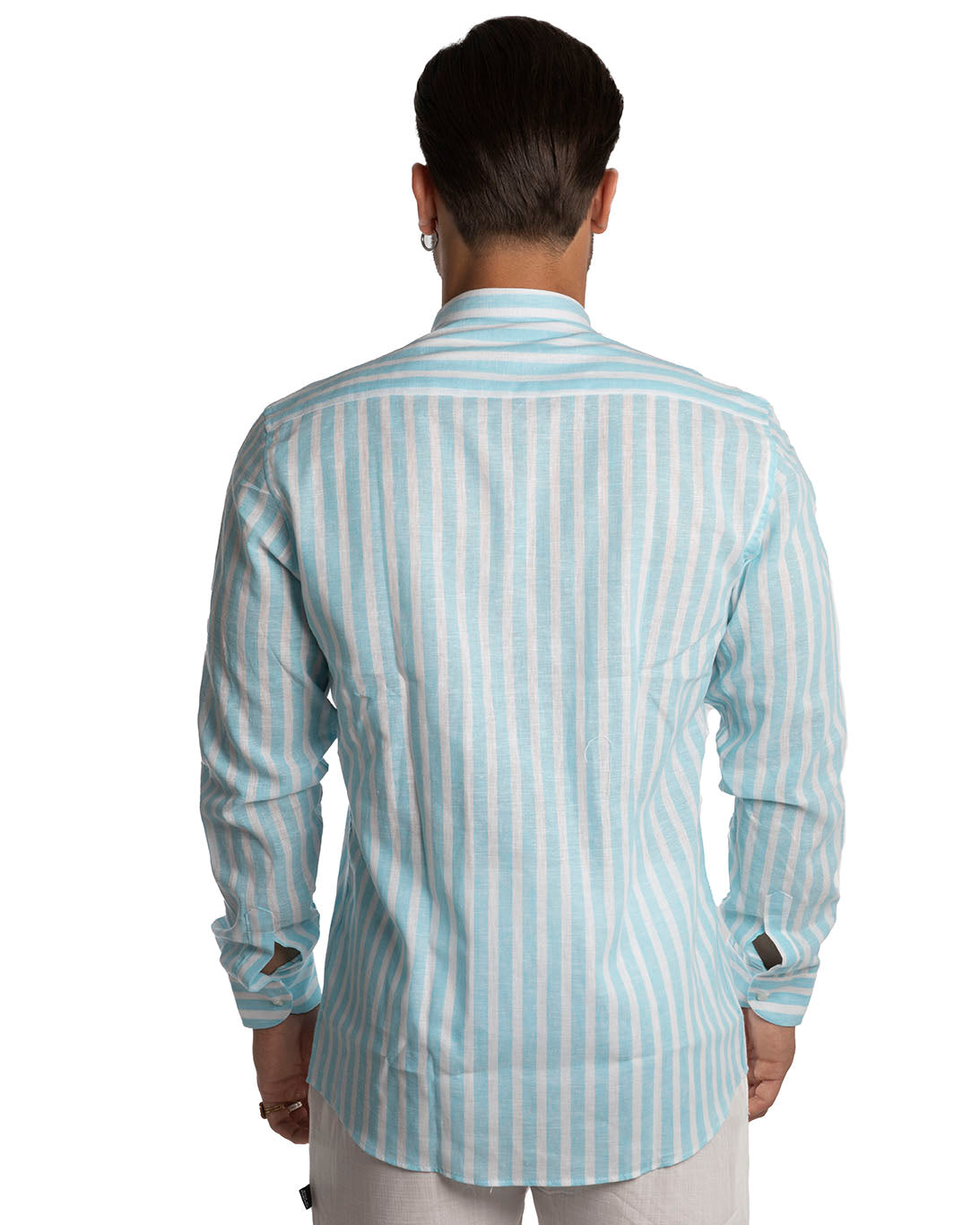 Capri - Camicia in lino a righe Turchesi
