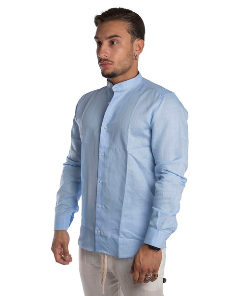 Amalfi - Camicia in lino Azzurra