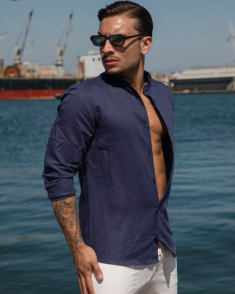 Amalfi - Camicia in lino Blu
